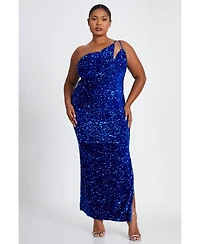 Quiz Plus Size One Shoulder Cut Out Sequin Maxi Dress