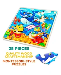 Quokka 28 Pieces Wooden Toddlers Puzzles for Ages 3-5 – Animal Toys