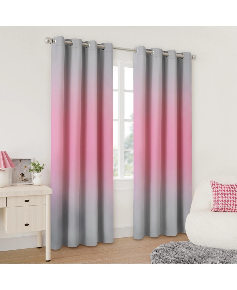 Blackout Grommet Taylor Ombre Curtains Pair, Rainbow