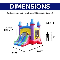 HeroKiddo Jelly Bean Castle Commercial Grade Bounce House with Dual Slide (with Blower), Kids and Adults, Basketball Hoop, Inflatable, Outdoor Indoor,