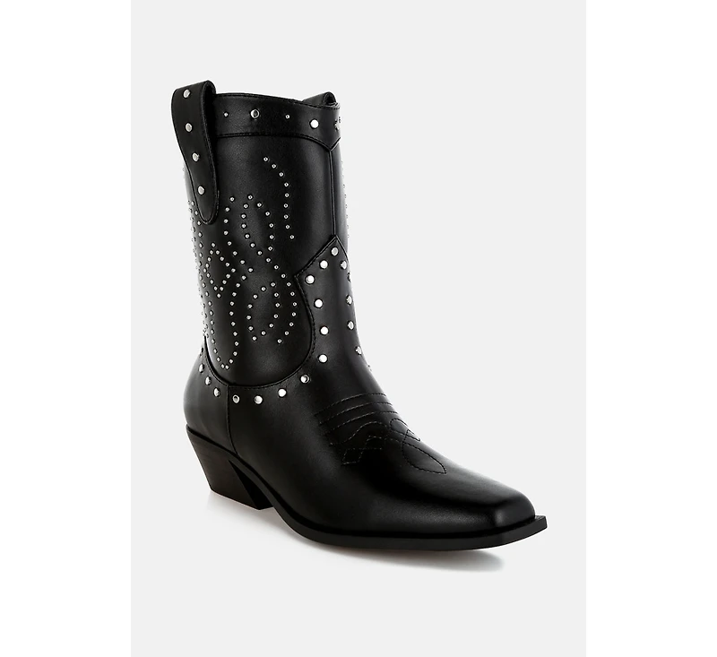 London Rag Equine Studded Embroidery Cowboy Boots