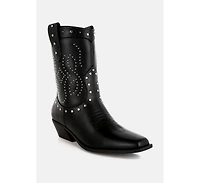 London Rag Equine Studded Embroidery Cowboy Boots