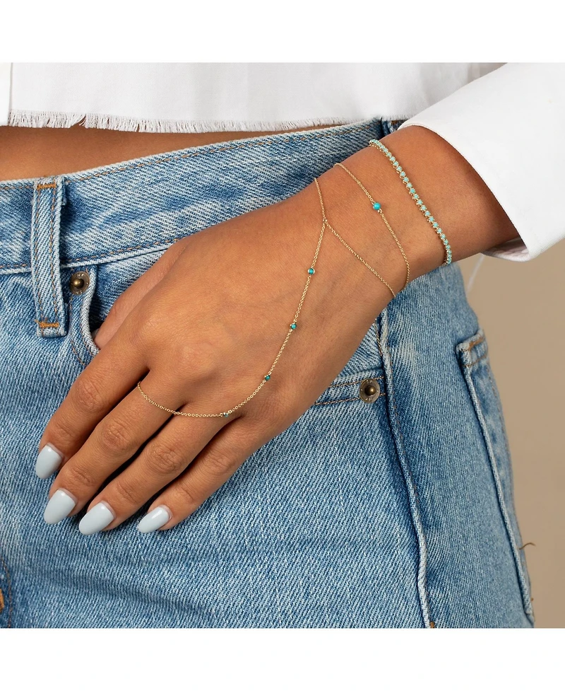 Turquoise Tennis Bracelet 14K