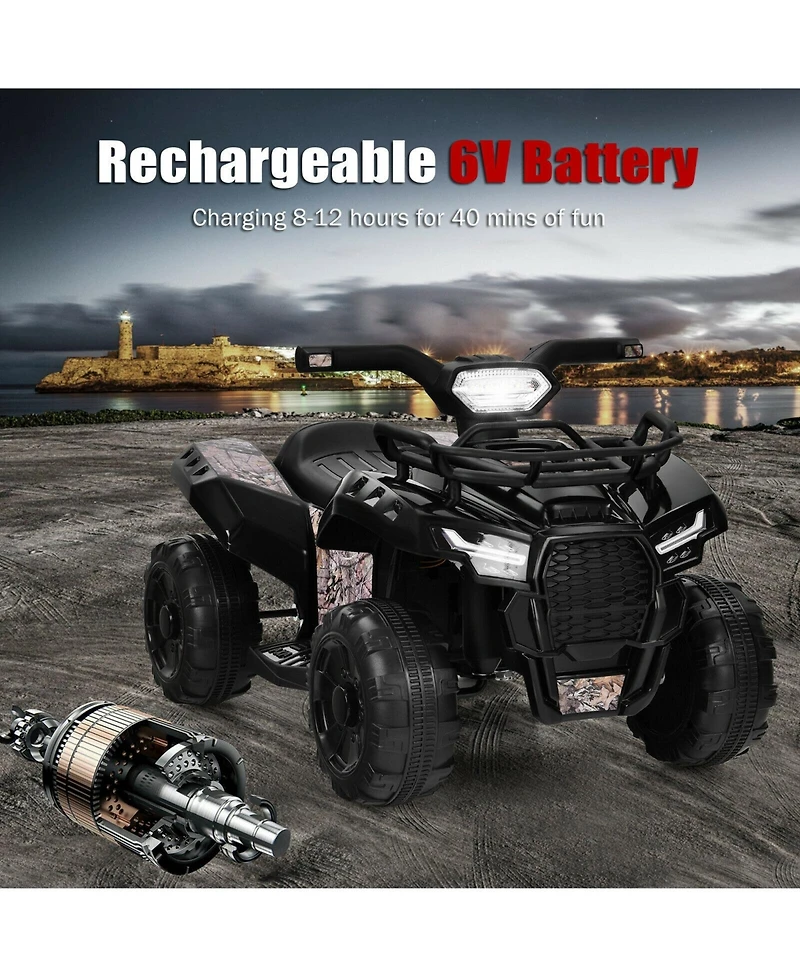 Hongge 6V Kids' Electric Atv Ride-On Quad with Led Lights and MP3 Player