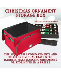 Christmas Ornament Storage Box with 3 Trays Holds Up to 72-4 Inch Ornaments
