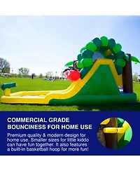 HeroKiddo Caterpillar Water Slide Bounce House Inflatable with Splash Pool for Kids and Toddlers (with Blower), Basketball Hoop, Backyard Water Park,
