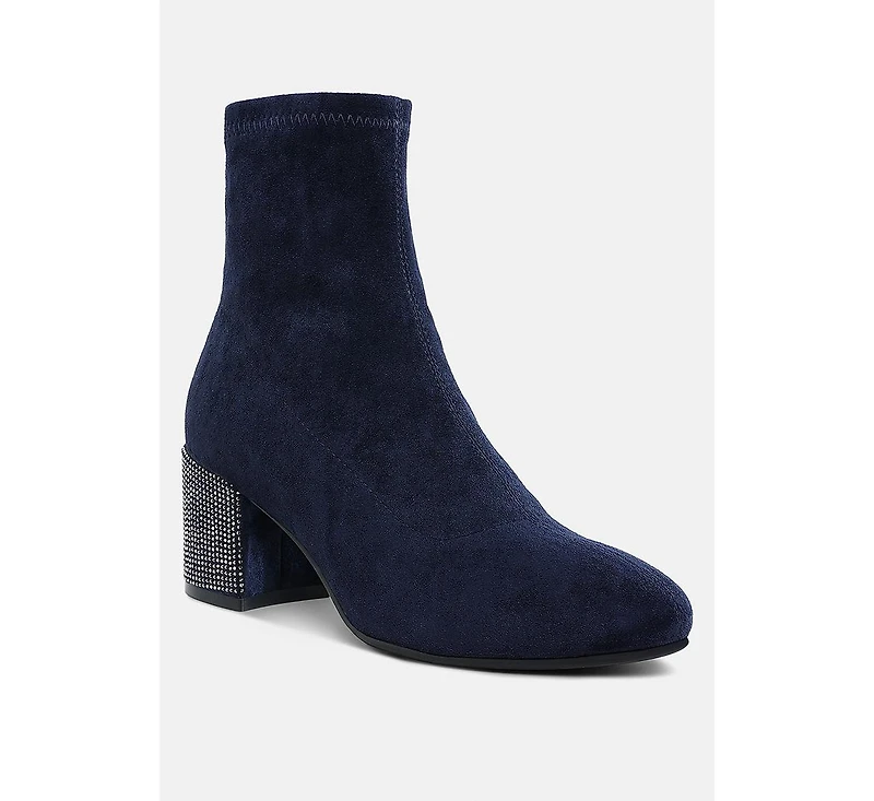 Chena Rhinestones Embellished Block Heel Boots Women