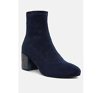 Chena Rhinestones Embellished Block Heel Boots Women