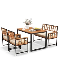 Givimo 4 Pieces Acacia Wood Patio Dining Set with 1 Rectangular Table
