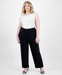 Ak Anne Klein Plus Wide-Leg Pull-On Pants