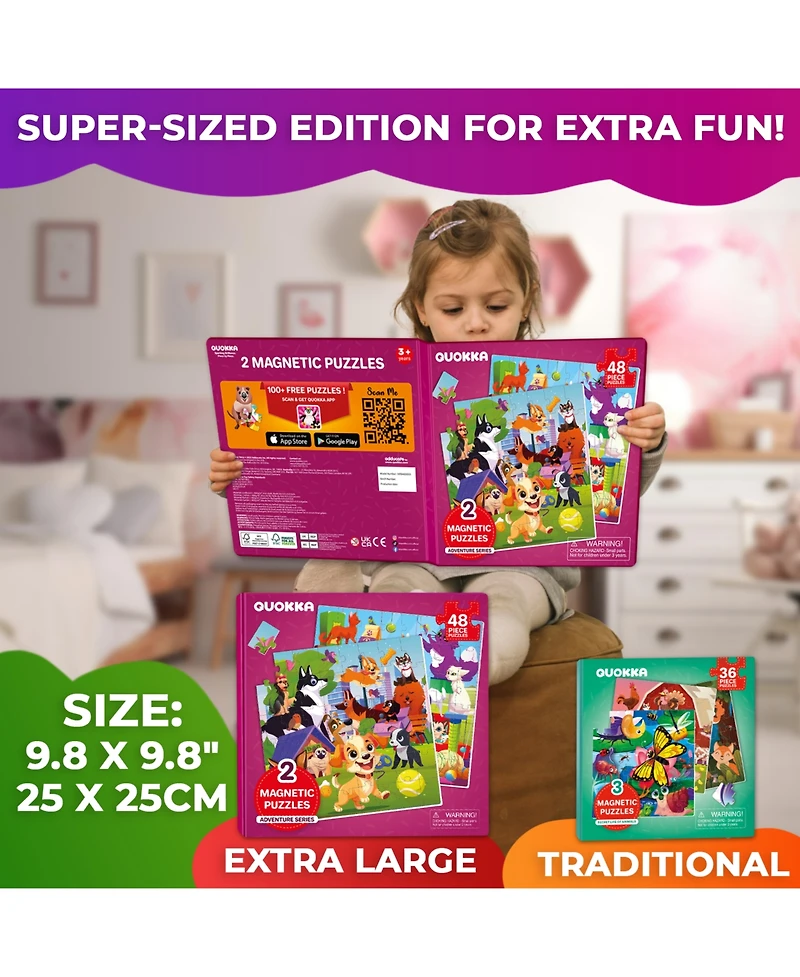 Quokka 2x48 Magnetic Travel Puzzles for Kids Ages 4-6 - Road Trip Activities