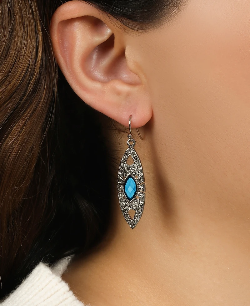 2028 Epoxy Faux Marcasite Stone Drop Earrings