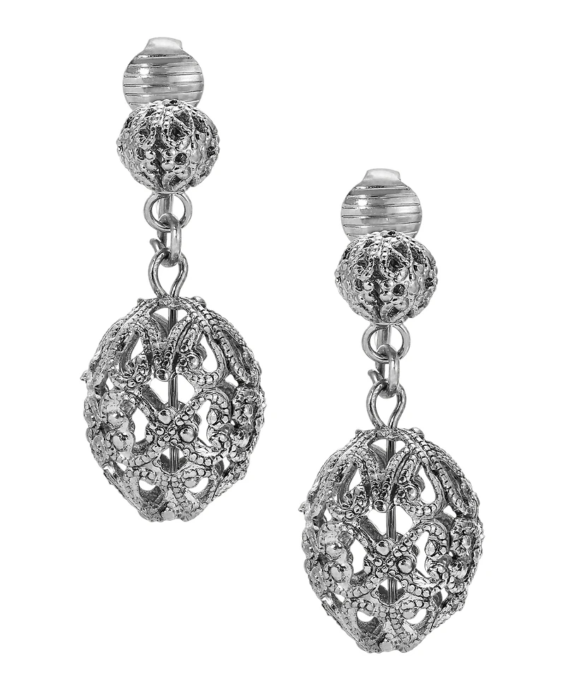 2028 Filigree Ball Clip Earrings