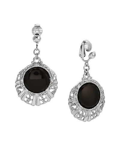 2028 Glass Round Filigree Clip Earrings
