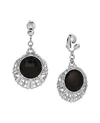 2028 Glass Round Filigree Clip Earrings