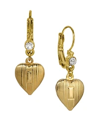 2028 Crystal Accent Heart Drop Earrings