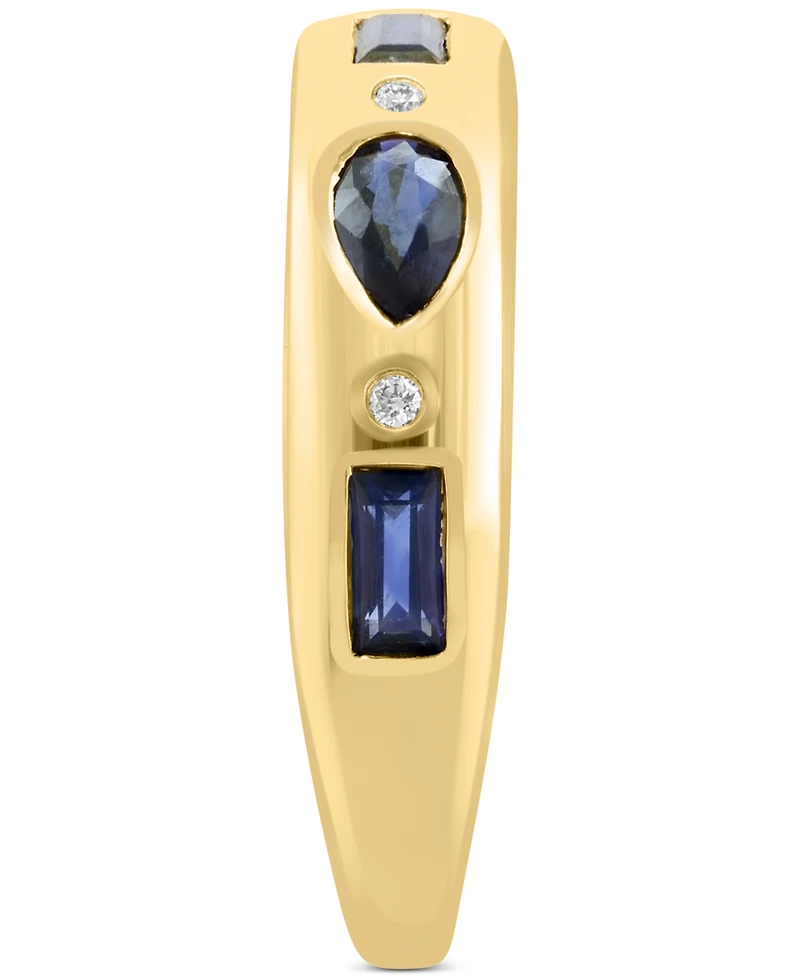 Effy Blue Sapphire (1 ct. t.w.) & Diamond Accent Band Ring in 14k Yellow Gold