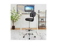 Skonyon Swivel Drafting Chair with Retractable Mid Back and Adjustable Foot Ring