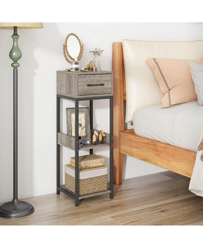 Costway 1 Pack 3 Tier Indoor Tall Plant Stand with Drawer Anti-tipping Devices Display Shelf