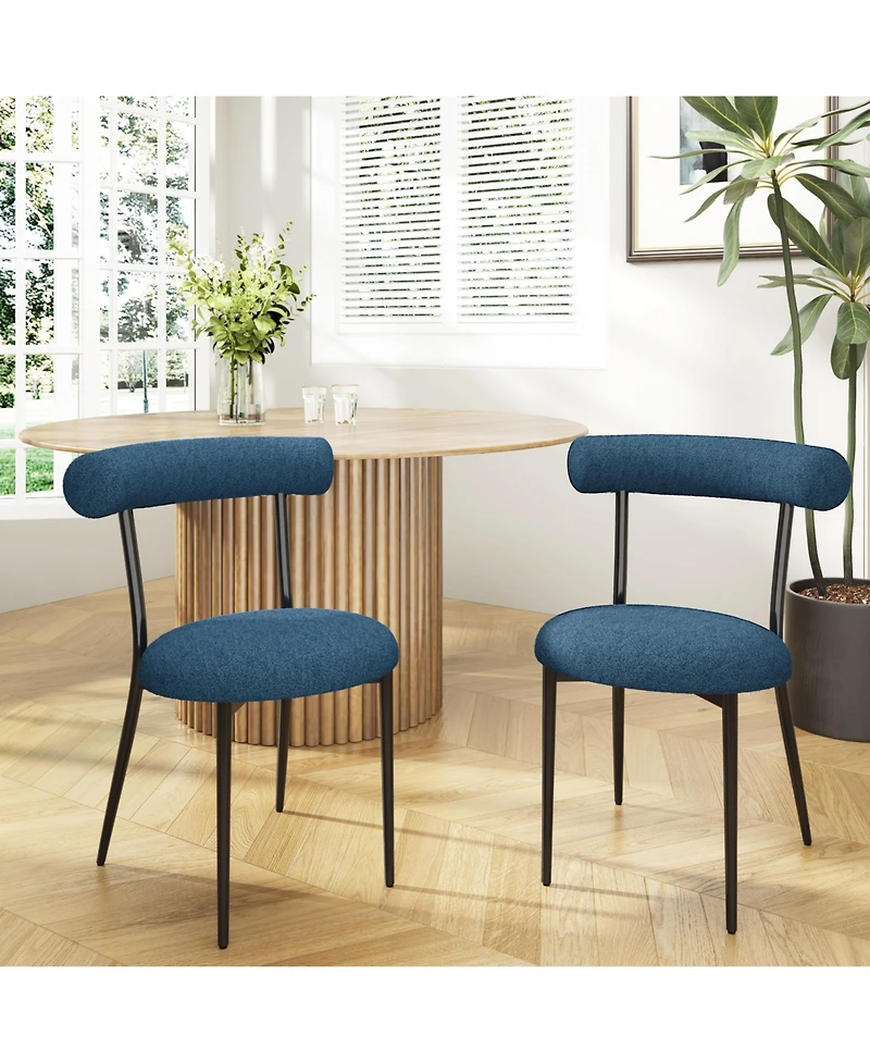 Streamdale Modern Toothpick Dining Chairs with Curved Backrests (Set of 2