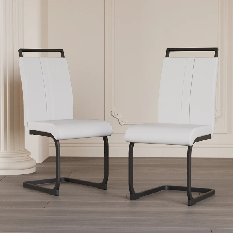 Streamdale Modern Faux Leather Dining Chairs (Set of 2)