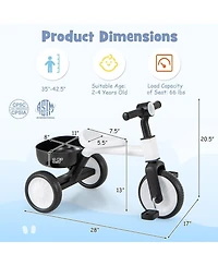 Hongge Toddler Convertible Trike with 86° Limited Steering Angle and Carbon Steel Frame