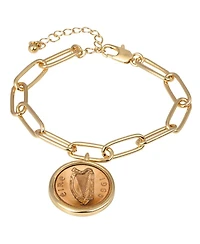 American Coin Treasures 16461 Irish Penny Coin Goldtone Elongated Link Bracelet