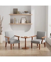 Streamdale Furniture Fabric Accent Arm Chair Set of 2 with Round Wood Table