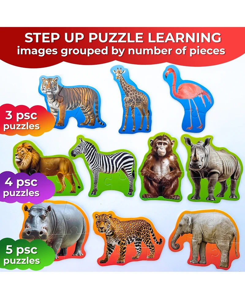 Quokka 40 Big PieceToddler Puzzles Ages 2-4 - 8 Realistic Animal Shapes