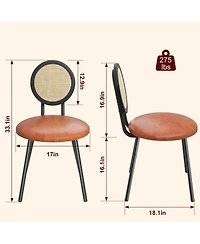 gaomon Dining Chairs Set of 2, Rattan Kitchen Chairs with Thicken Upholstered, Modern Dining Room Chairs Set of 2,Brown