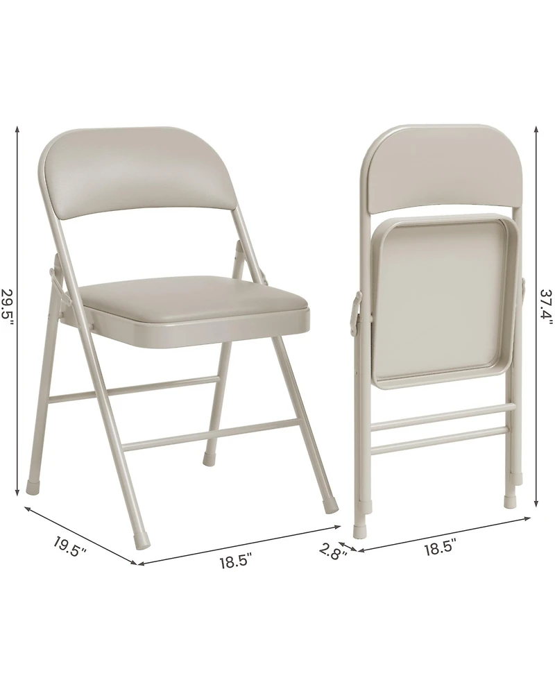 gaomon 2 Pack Grey Folding Chairs with Padded Cushion and Back, Folding Chairs for Outside