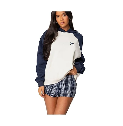 Edikted Womens Raglan Bow Oversized Hoodie