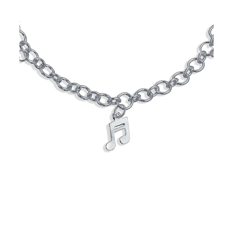 Bling Jewelry Dangling Bells Clef Music Notes Charm Anklet Ankle Bracelet Charm Bracelet Musician Teacher Student .925 Sterling Silver