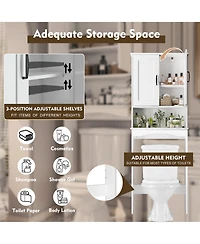 23.62 in. W x 65.39 in. H x 8.27 in. D Over The Toilet Storage with Adjustable Shelves for Bathroom and Laundry