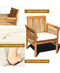Sugift 4 Pieces Outdoor Acacia Wood Sofa Furniture Set