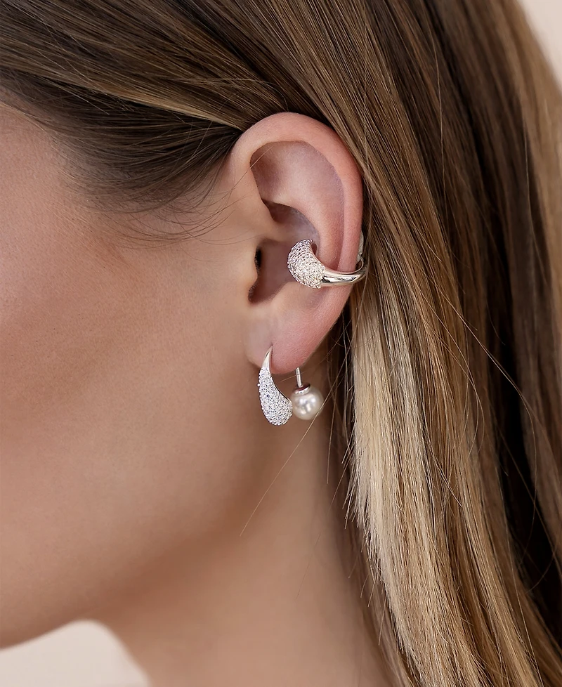 Ettika Hooked Pave and Mother of Pearl Drop Earrings