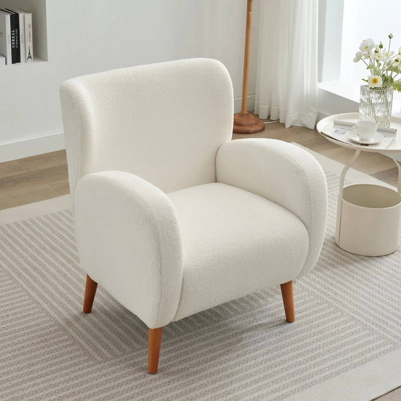 Streamdale Modern Wingback Lounge Chair with Soft Fabric and Wood Legs