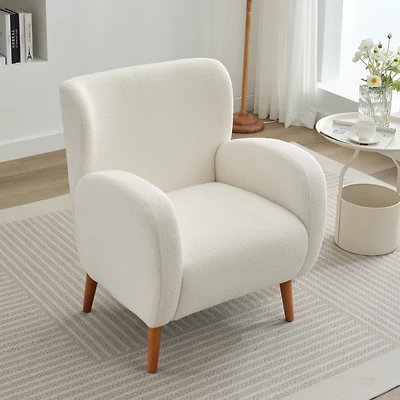 Streamdale Modern Wingback Lounge Chair with Soft Fabric and Wood Legs
