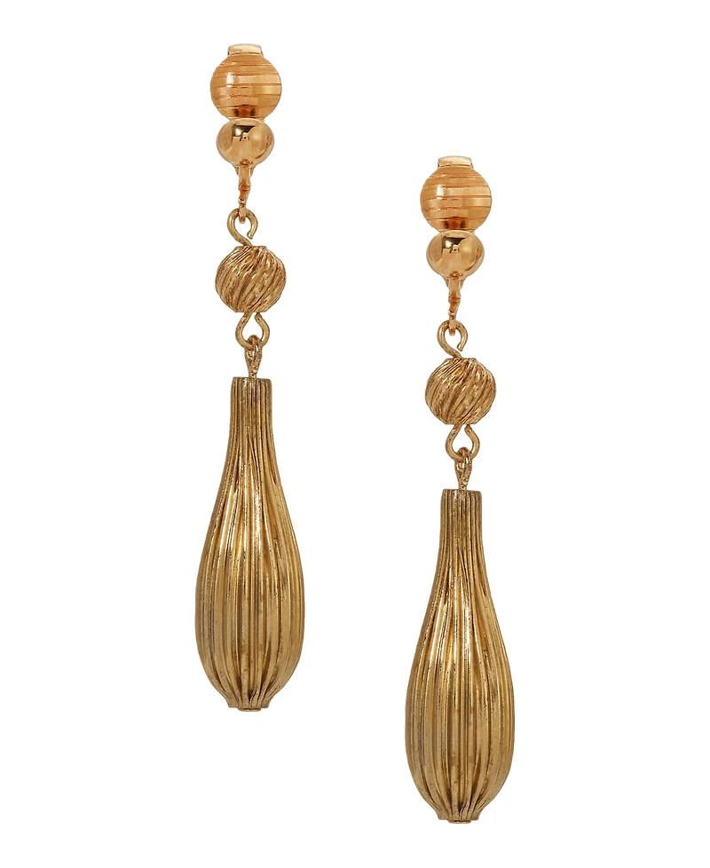 2028 Textured Elongated Clip Earrings