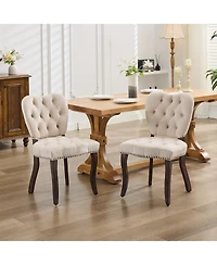 Streamdale Vintage Upholstered Dining Chair, Set of 2, Beige