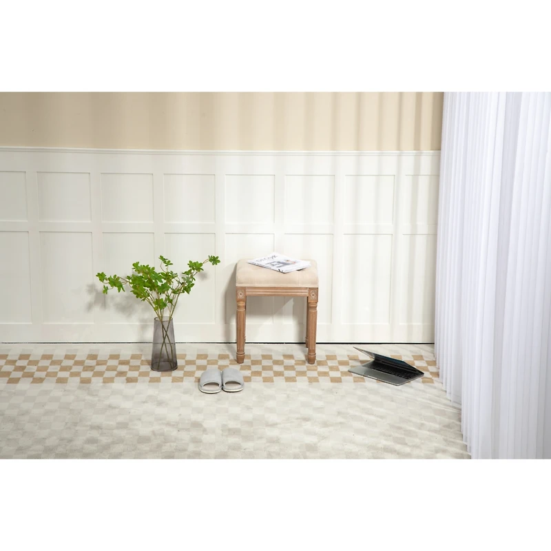 Streamdale Rustic Square Ottoman Vanity Bench