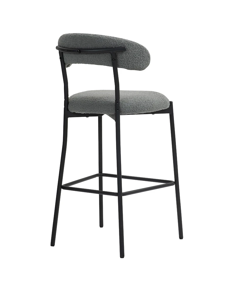 Streamdale Furniture 26" Counter height bar stools Teddy fabric cover kitchen island counter bar stool with black powder coating base and footrest(Gre