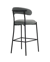 Streamdale Furniture 26" Counter height bar stools Teddy fabric cover kitchen island counter bar stool with black powder coating base and footrest(Gre