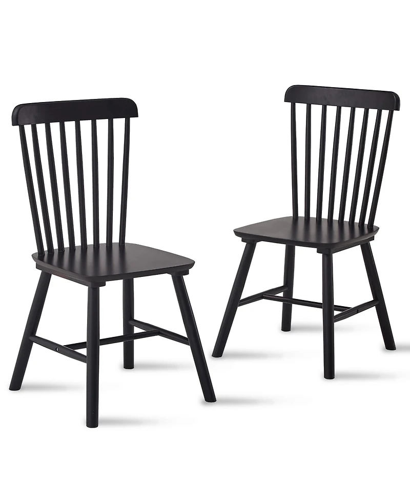 Streamdale 4-Piece Black Dining Chairs, Rubber Wood