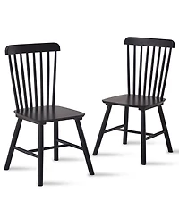 Streamdale 4-Piece Black Dining Chairs, Rubber Wood