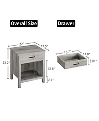 gaomon Farmhouse Square Nightstand, Bedside Table End Table for Bedroom Nursery Living Room, End Table with Storage Drawer