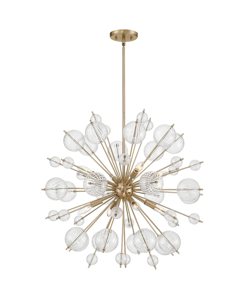 Possini Euro Design Dandelion 30" Modern Pendant Chandelier Ceiling Light Fixture Dining Room Over Table Sputnik 8-Light Satin Gold Finish