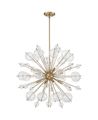 Possini Euro Design Dandelion 30" Modern Pendant Chandelier Ceiling Light Fixture Dining Room Over Table Sputnik 8-Light Satin Gold Finish