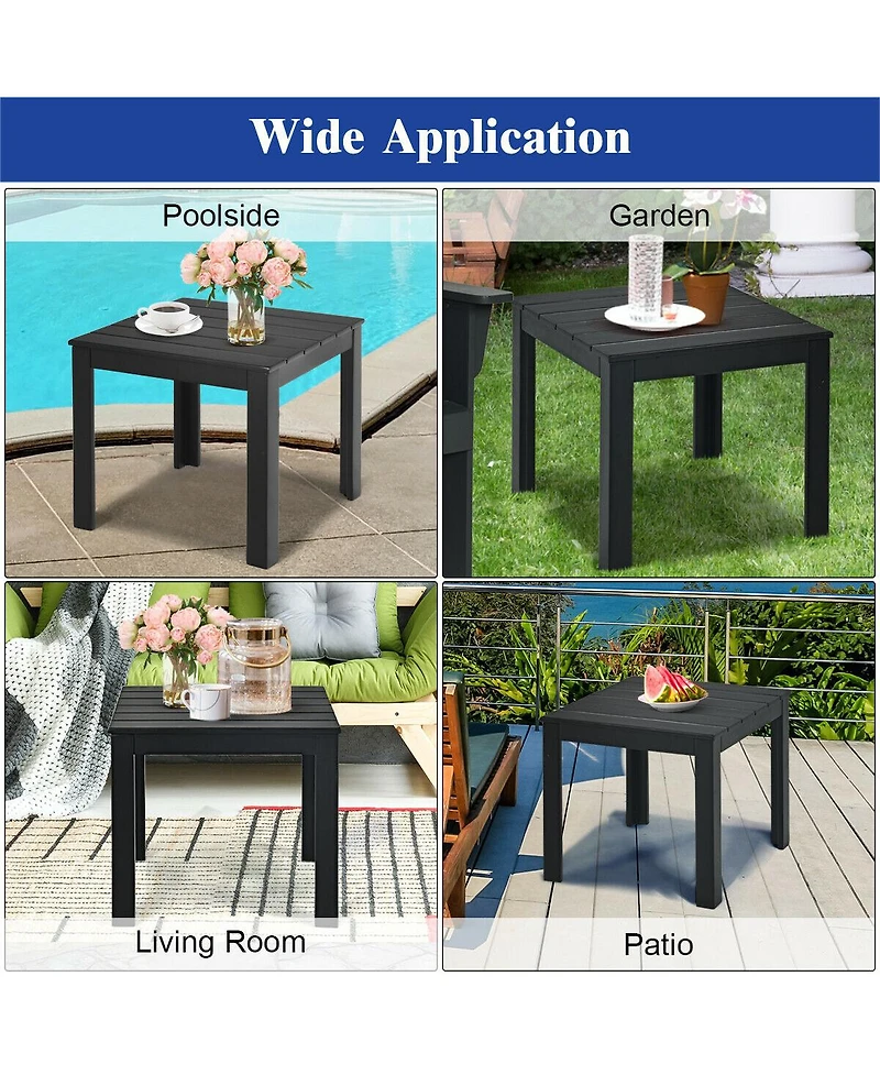 Sugift Wooden Square Patio Coffee Bistro Table-Black