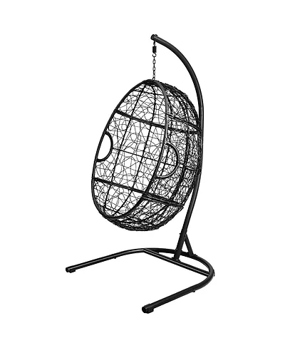 Sugift Hanging Cushioned Hammock Chair with Stand -Gray